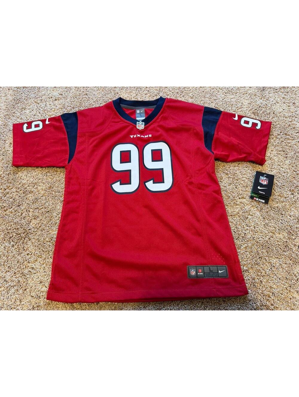 Nike NFL Houston Texans #99 JJ Watt Jersey youth SZ L 99 On Field Red new
